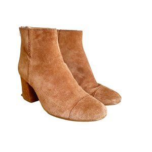 Madewell Womens Size 7.5 Jillian Boot in Suede Leather Tan Brown Block Heel Chic